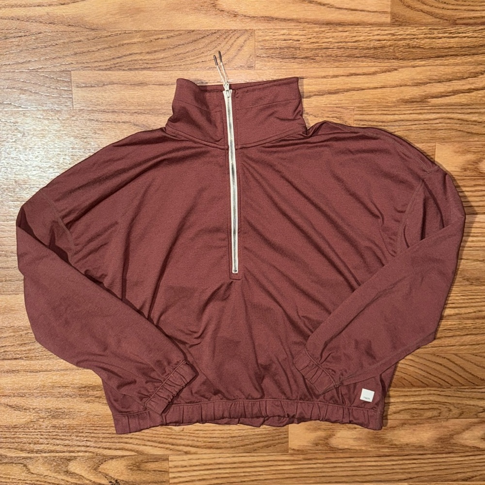 Vuori Size Small Quarter Zip Pullover High Neck Burnt Rust Copper Cropped Cinch
